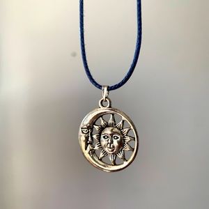Silver Sun & Moon Pendant Necklace